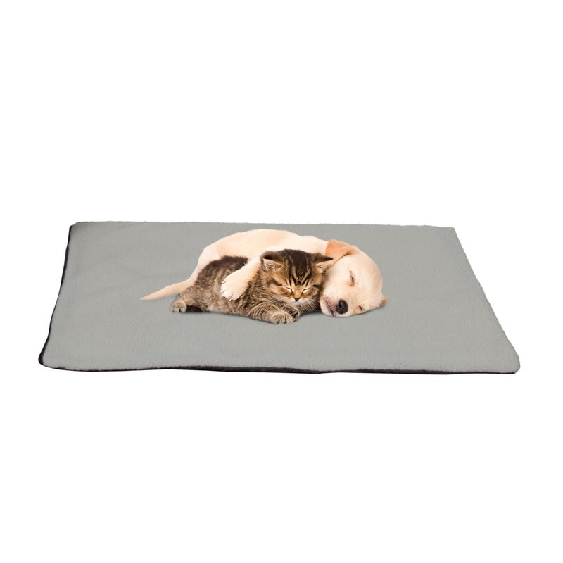PETMAKER Self Warming Cat Mat - 36x24in Thermal Dog Crate Pad with Removable Washable Sherpa Cover and Reflective Insulation Layer for Self Heating - Pet Supplies for Medium Dogs and Cats by PETMAKER (Gray) - Image 1